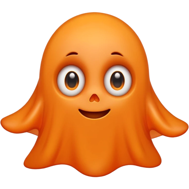 Cute orange ghost character with big adorable eyes and a small smile emoji