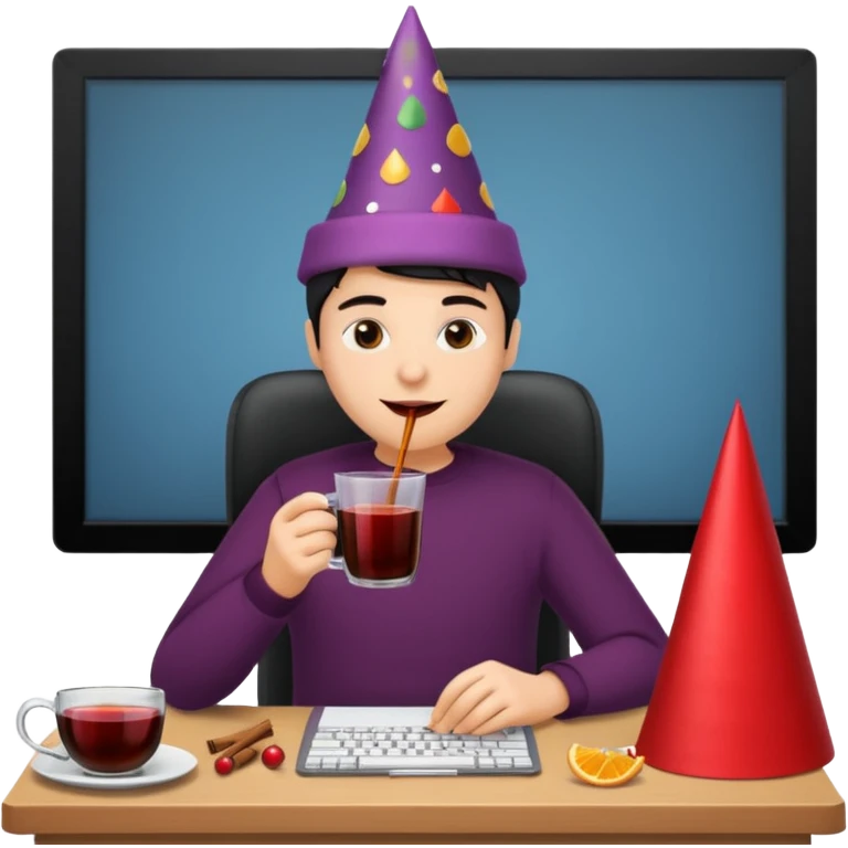 mulled wine party at work desk emoji