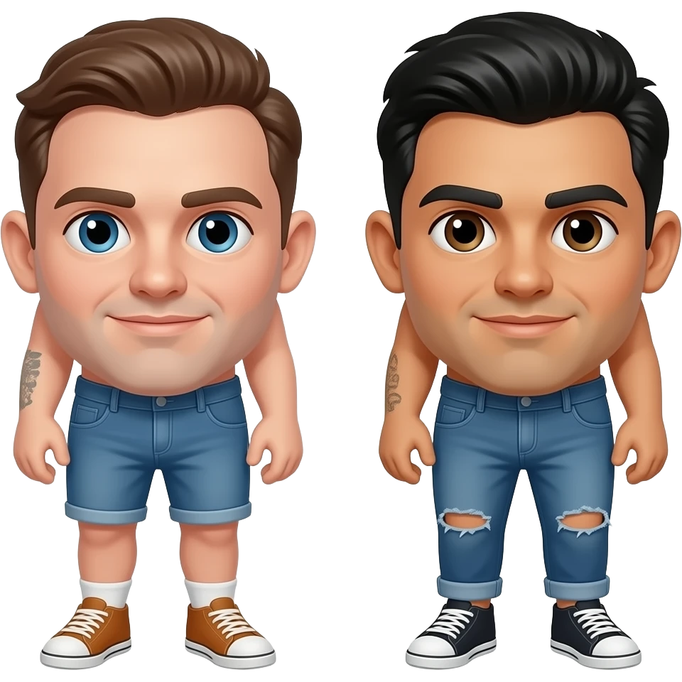 Gay fat white guy and ripped gay Mexican guy emoji