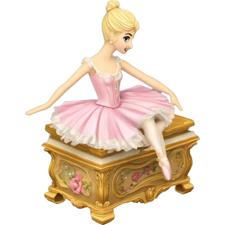 Vintage rococo 3D isometric ballerina music box emoji