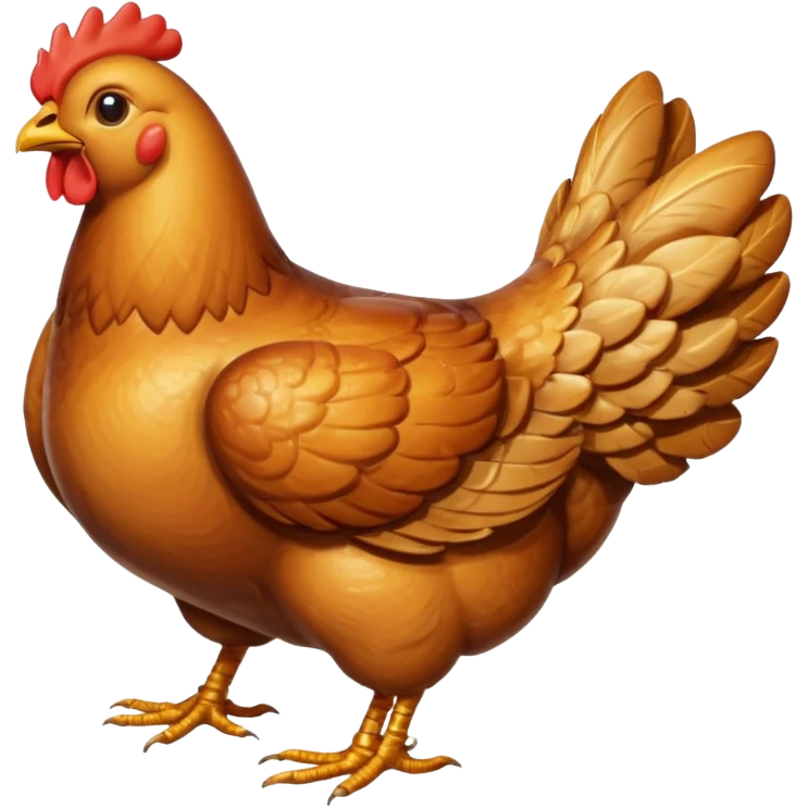 roasted chicken whole golden-brown crispy skin, plump legs and wings, glossy, seasoned, light charring, juicy, curved, no tray, garnish, or carving, soft lighting, emoji scale emoji