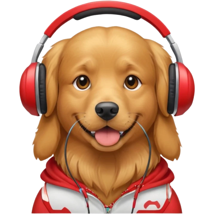 dog wearing red headphones emoji