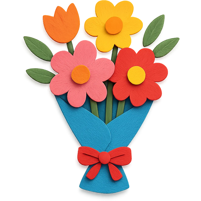 bouquet of flowers in paper-craft style emoji