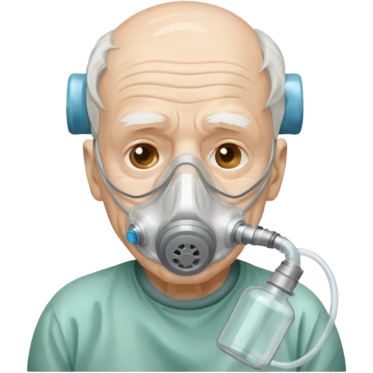 old man with simple emergency oxygen mask  emoji