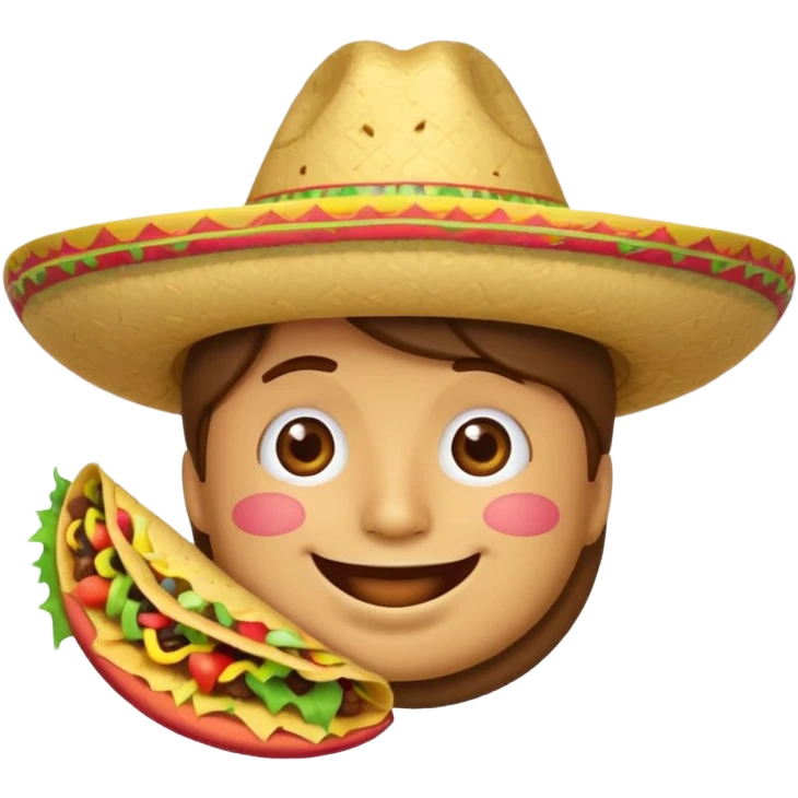 smile emoji with sombrero hat eating taco emoji