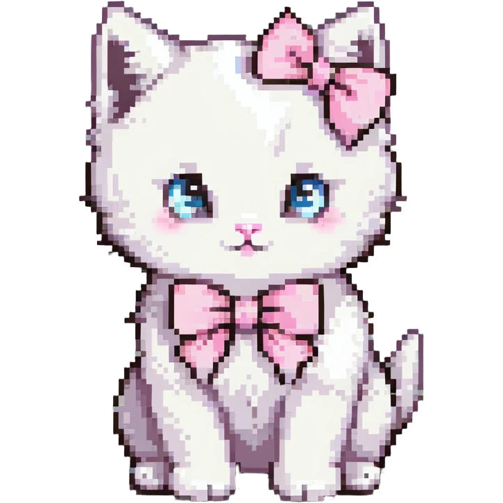 cute fluffy white kitten with a light pink bow emoji