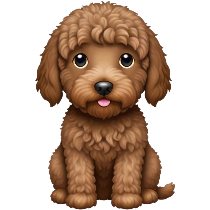 Brown labradoodle holding a Black bean emoji