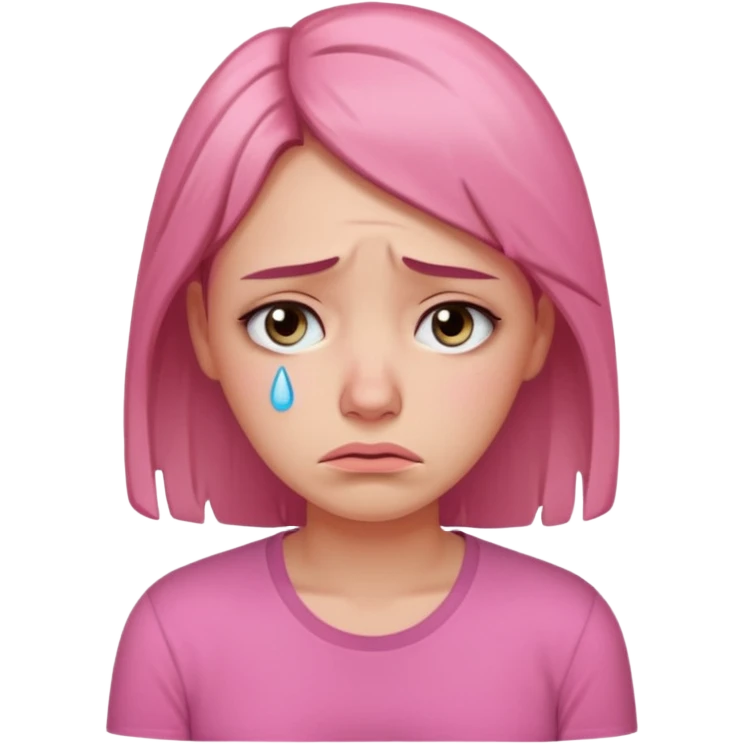 sad 30 year old woman pink shirt emoji