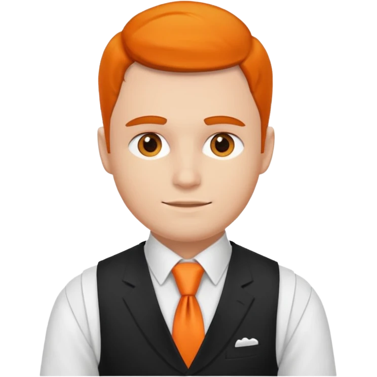 groom in white vest, orange tie emoji