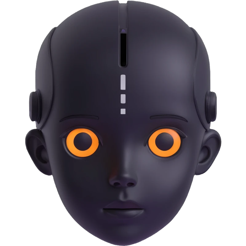 cyber 3D head of a kid, smooth plastic, digital face display, sci-fi elements, 3D icon style emoji