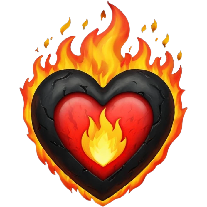 Black and red heart on fire emoji