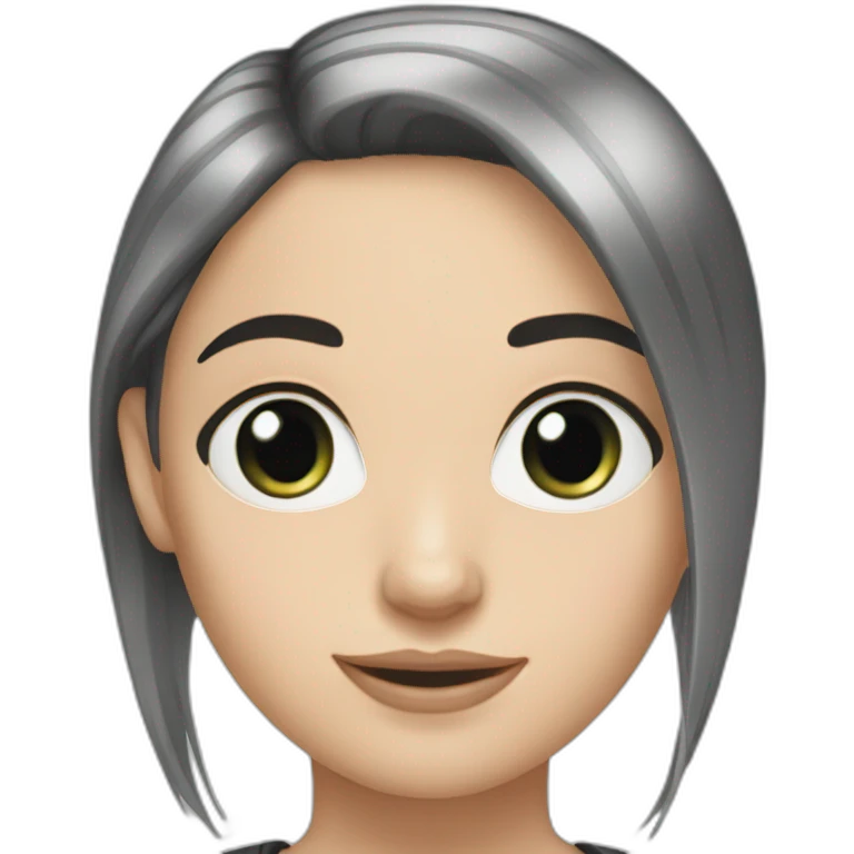 white girl long black straight hair emoji