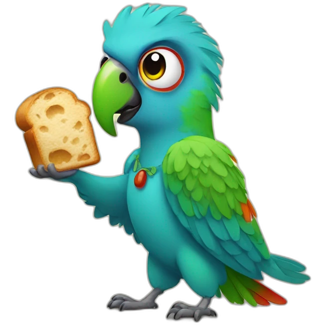 crazy parrot with a toast emoji