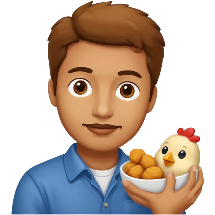 Man holding a chicken nugget emoji
