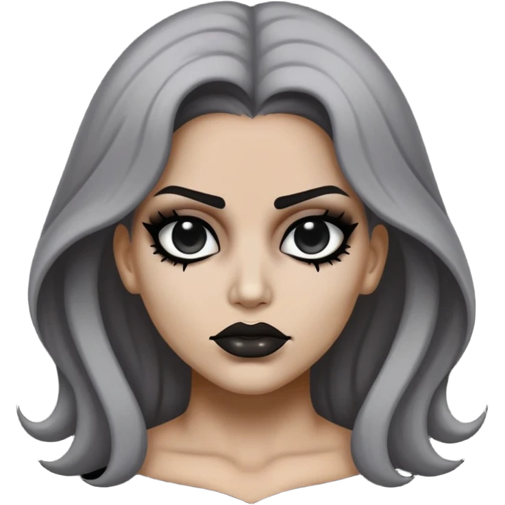 Super idol with a dirty cursed Selene Delgado face with no eyes and the background is pitch black and super idol is (a little dark) gray emoji