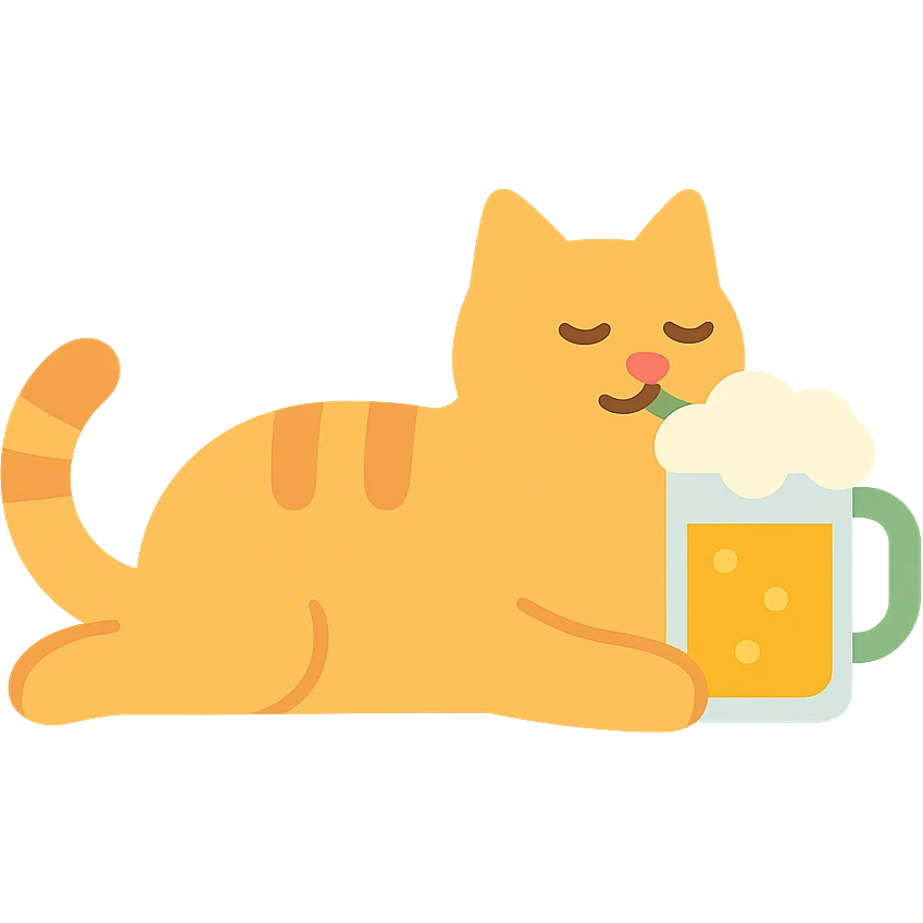 кот лежит и пьет пиво emoji