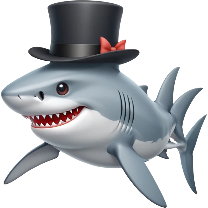 Shark with a top hat emoji