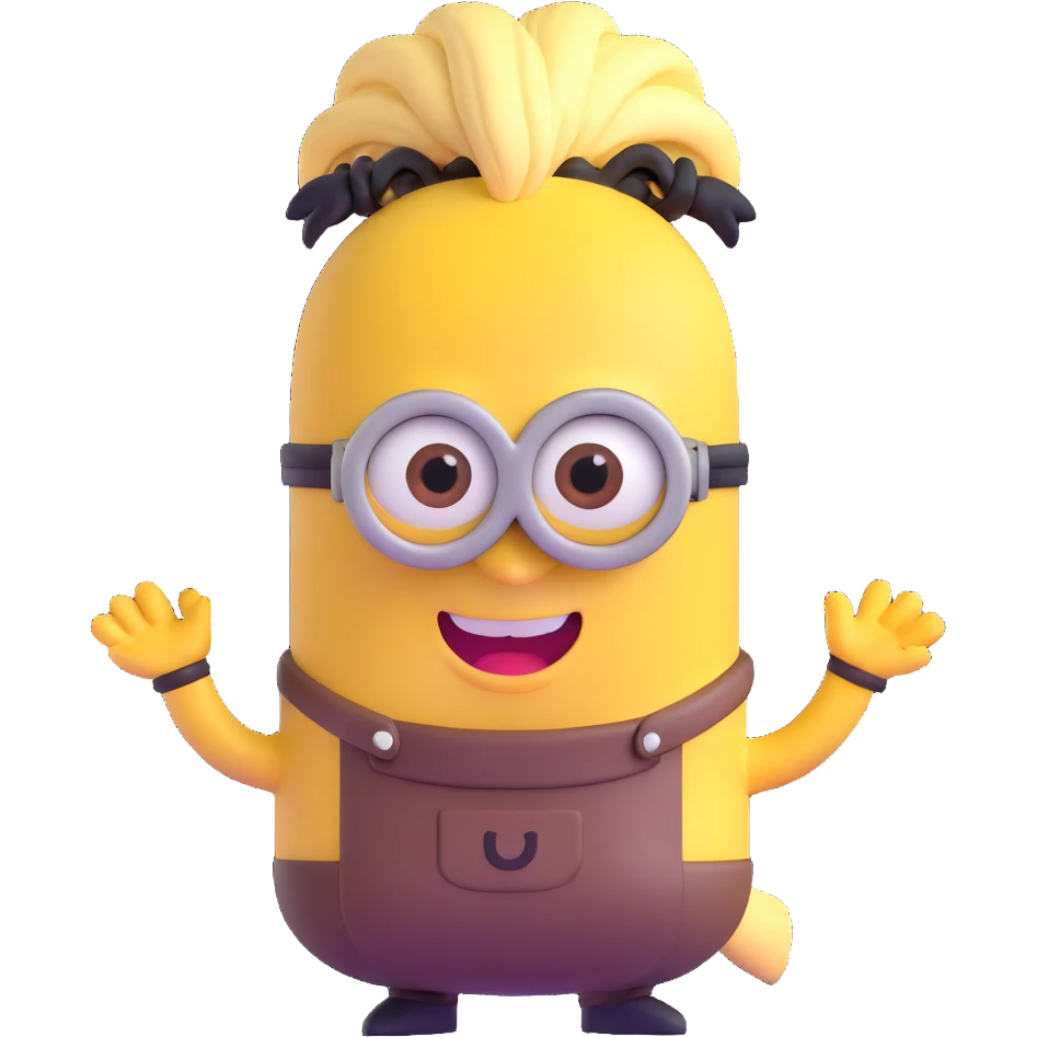 yellow minion character with ponytail hairstyle emoji