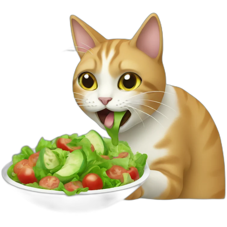 cat eating a salad emoji