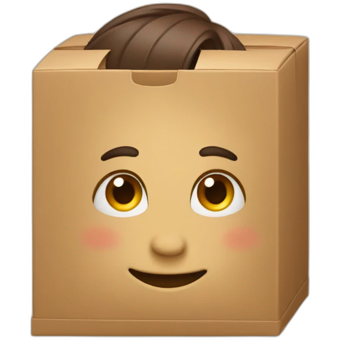 Wearing a box while looking down with a smile emoji