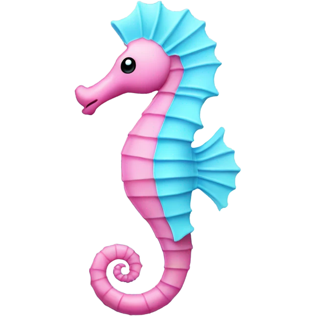 Pink seahorse with light blue details emoji