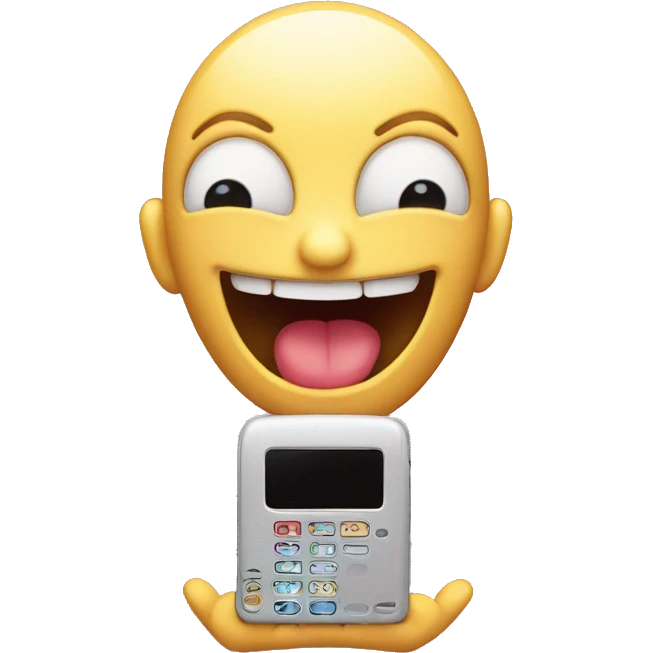 creepy blushing smiling emoji holding phone emoji