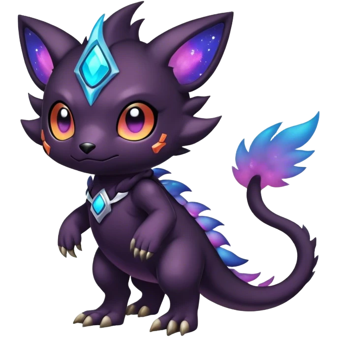 Cute cool colorful dark nebula fantasy-Fakemon-Digimon-animal-hybrid full body emoji