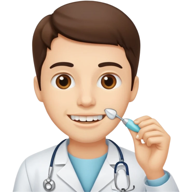 dentist, examining tooth, friendly emoji