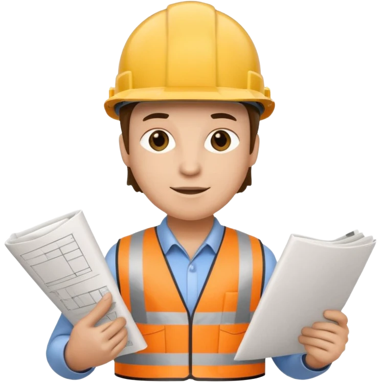an architect with a construction helmet and a plan emoji