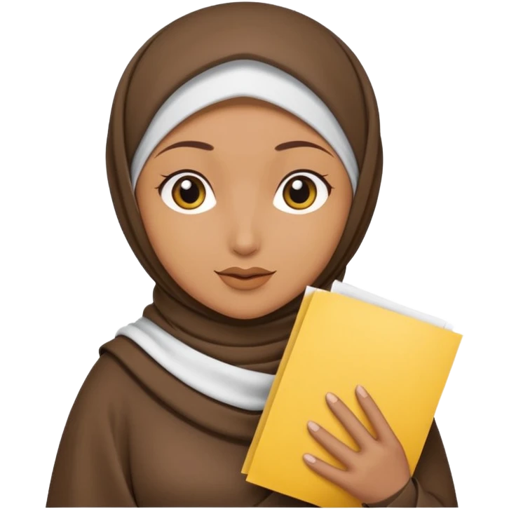 turkey wearing a hijab holding a yellow paper emoji
