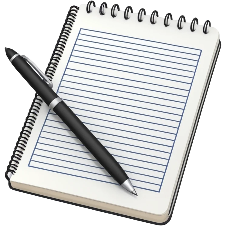 A textbook and a copybook with a pen emoji