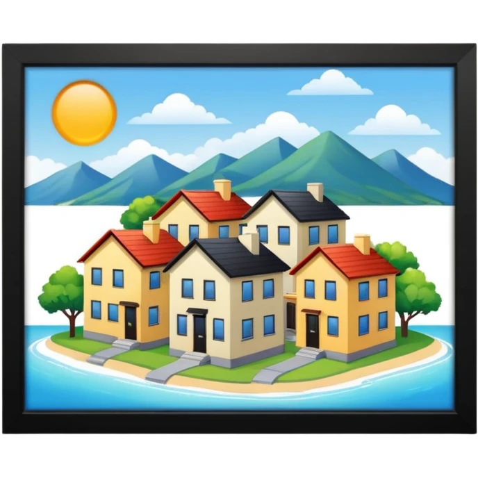 real estate site. A pc with houses that is for sold or rent emoji