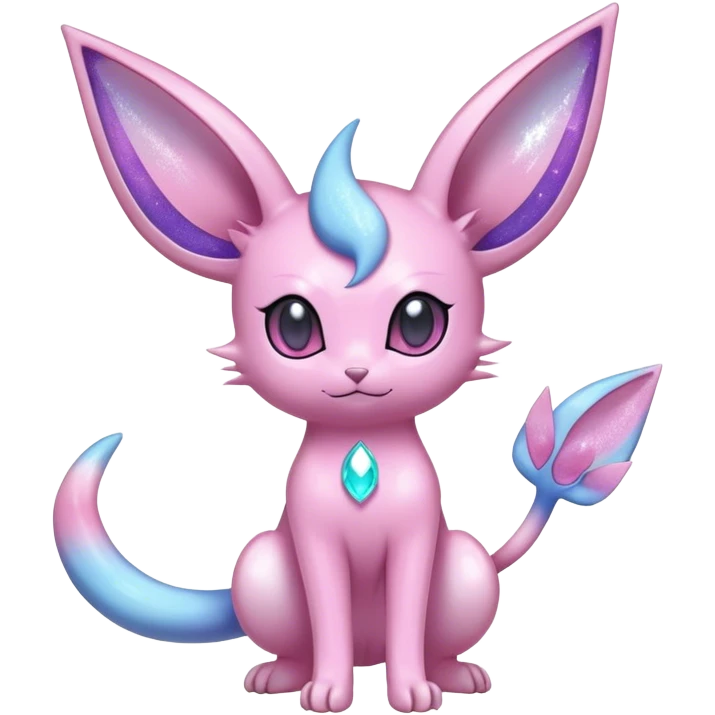 Shiny Cool Sparkly Cute Ethereal Espeon-Sylveon-Nidorino-Fakemon-hybrid-fusion- full body emoji