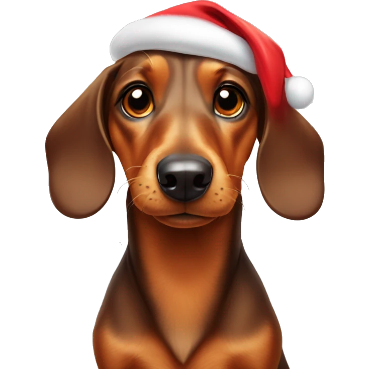 daschund dog with a Christmas hat emoji