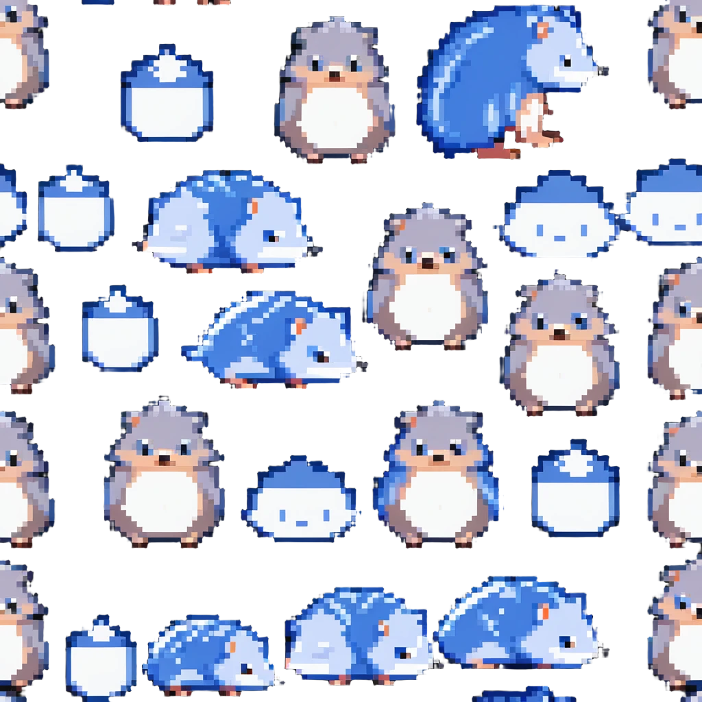 Baby hedgehogs Sonic, Shadow and Silver in colorful pixel art style emoji
