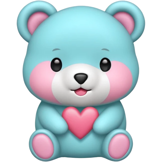 Oso gummy color aguamarina corazón rosa kawaii emoji