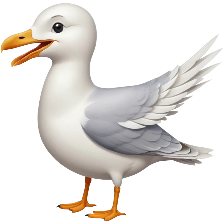 seagull tilting back, laughing emoji