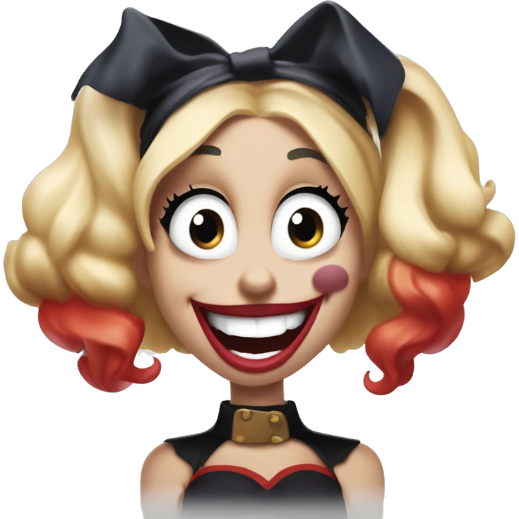 Laughing Harley Quinn in Uncle Scrooge style, mysterious eyes, intricate lips, masterpiece pose emoji