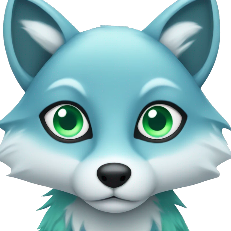 blue fox with mint green eyes  emoji