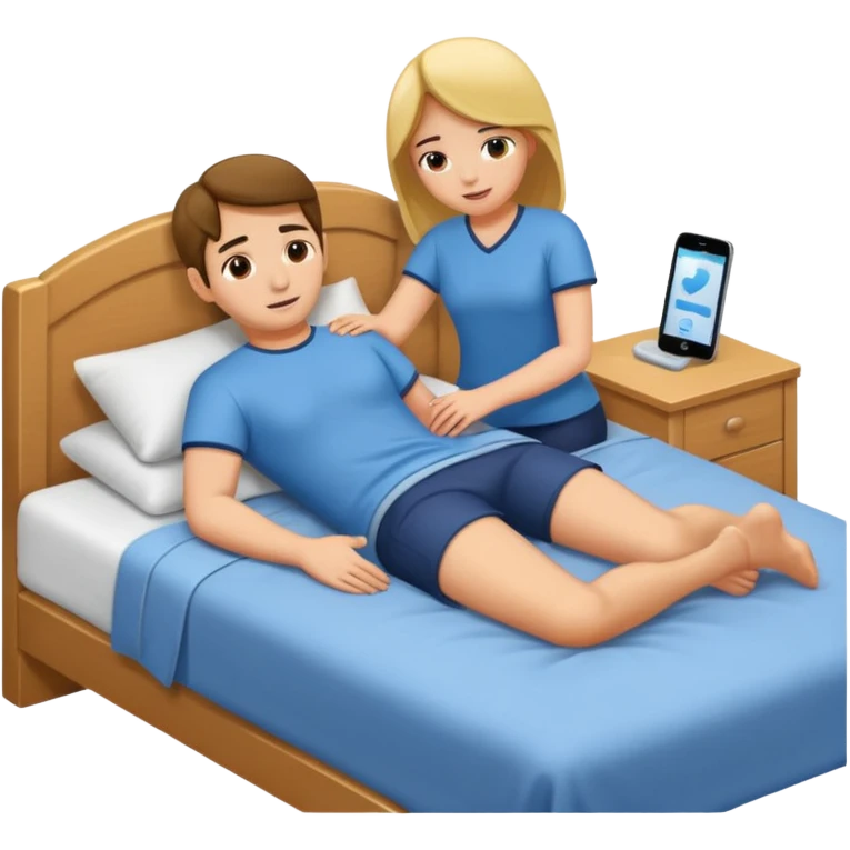 Girl massaging guy on bed emoji