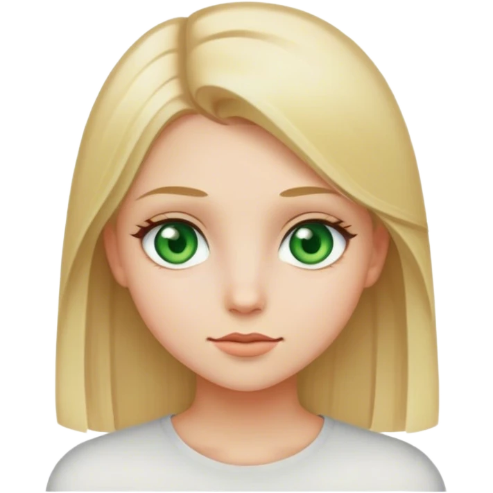 Girl with  straicht blonde hair en green eyes emoji