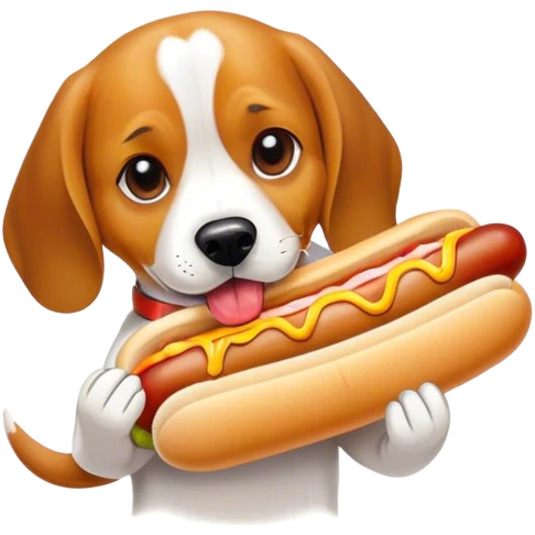 beagle eating hot dog emoji
