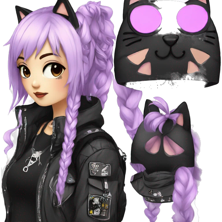 Edgy Kawaii Cute Cool Cartoon Anime Punk Techwear Gothic Catgirl emoji