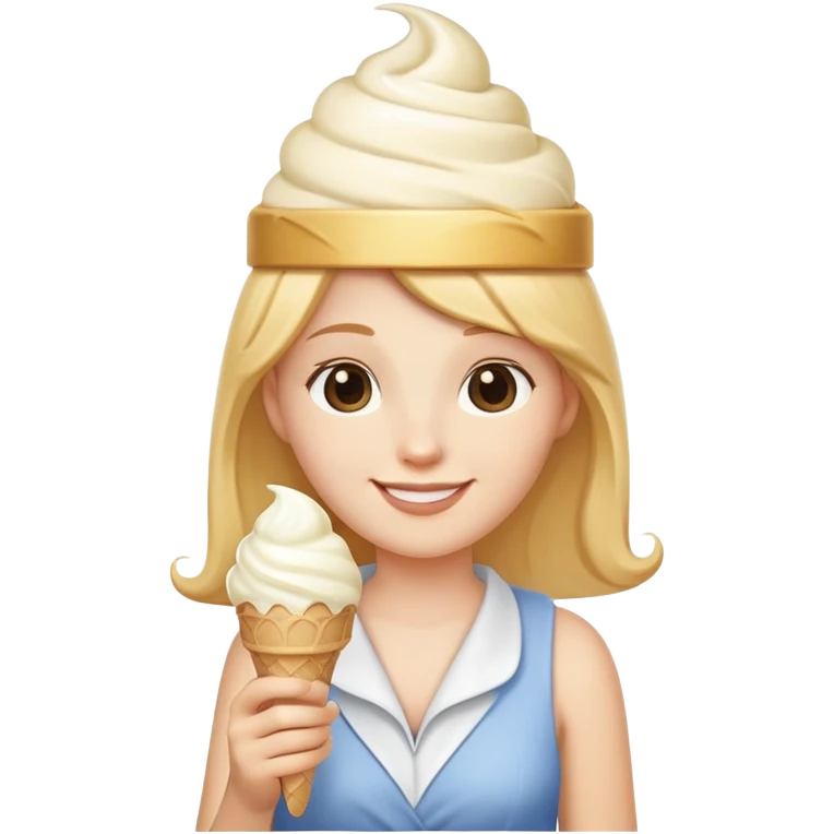 smiling Athena with white ice cream cone emoji