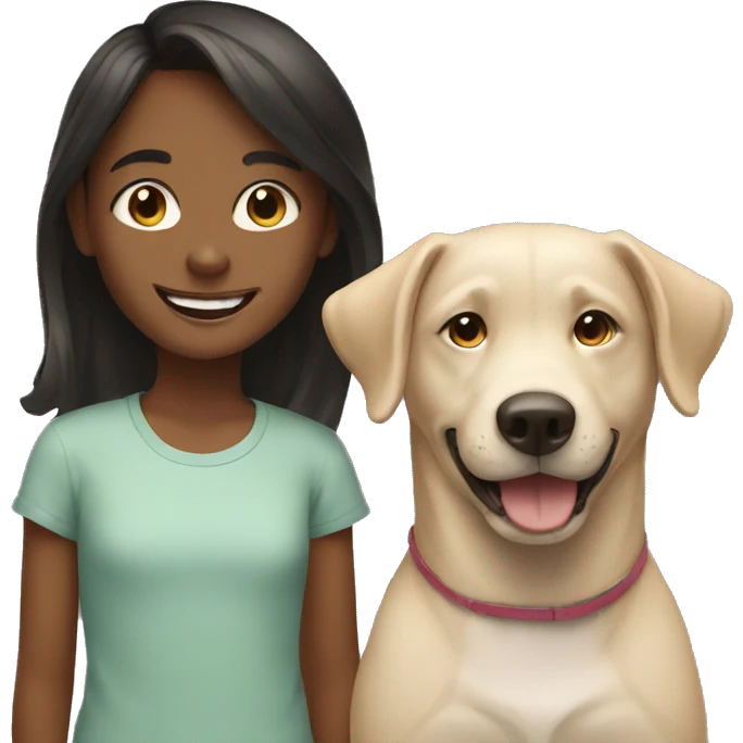 Girl and boy with dogs smiling emoji
