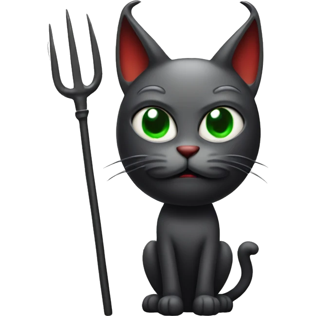 Evil cat with devil horns and a pitchfork emoji