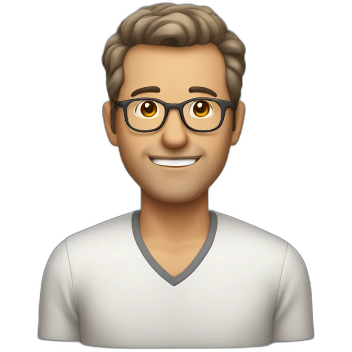 mature man with short brown hair combed back, no mustache and wearing glasses emoji