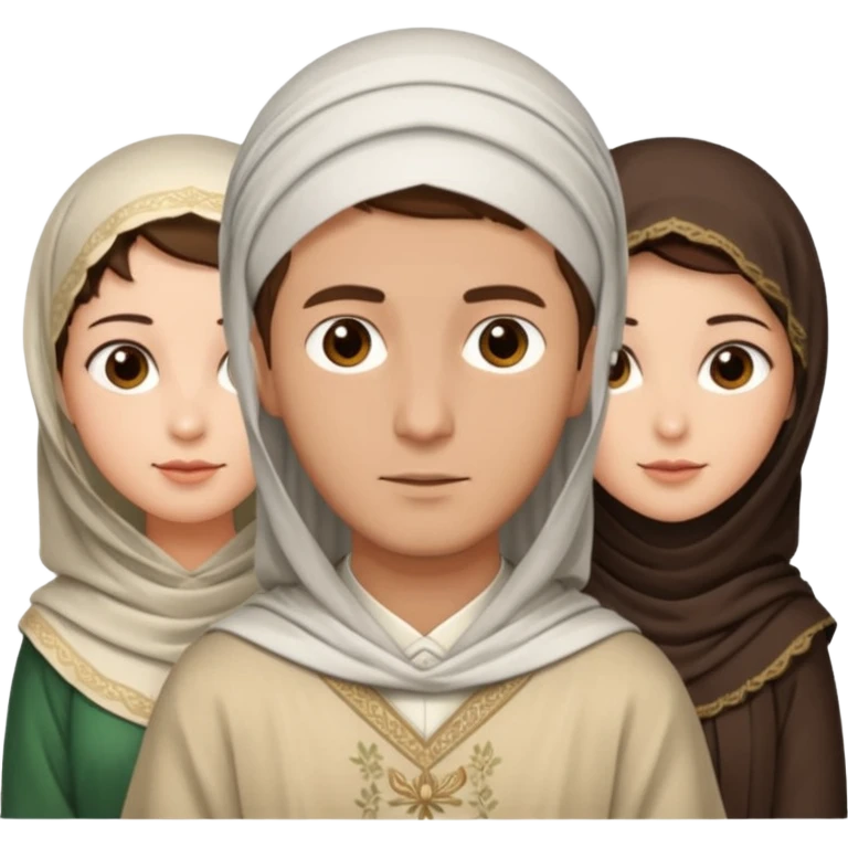 1 man with short hair and 3 veiled women emoji