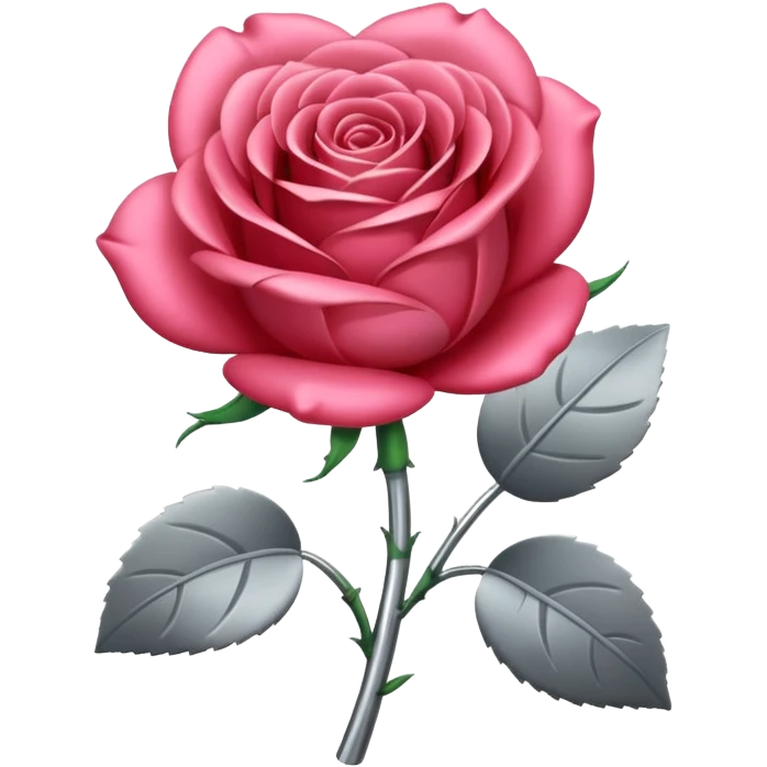 gray metal chrome rose, without green leaves, just flower emoji
