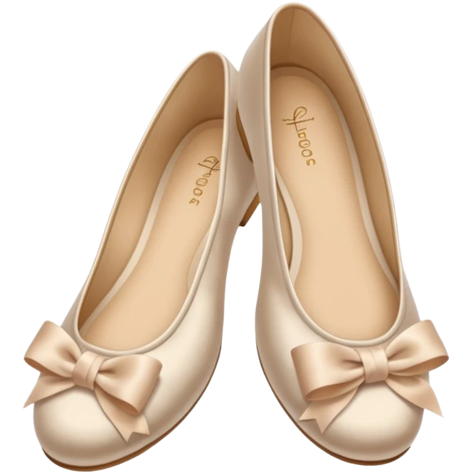 Beige realistic silk bow ballerina shoes emoji